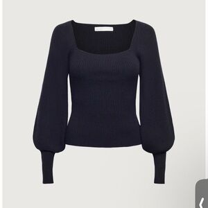 Balloon sleeve square neck sweater (CREAM)